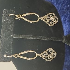 W2287 Silpada Sterling Silver Cut Out Cubic Zirconia Earrings